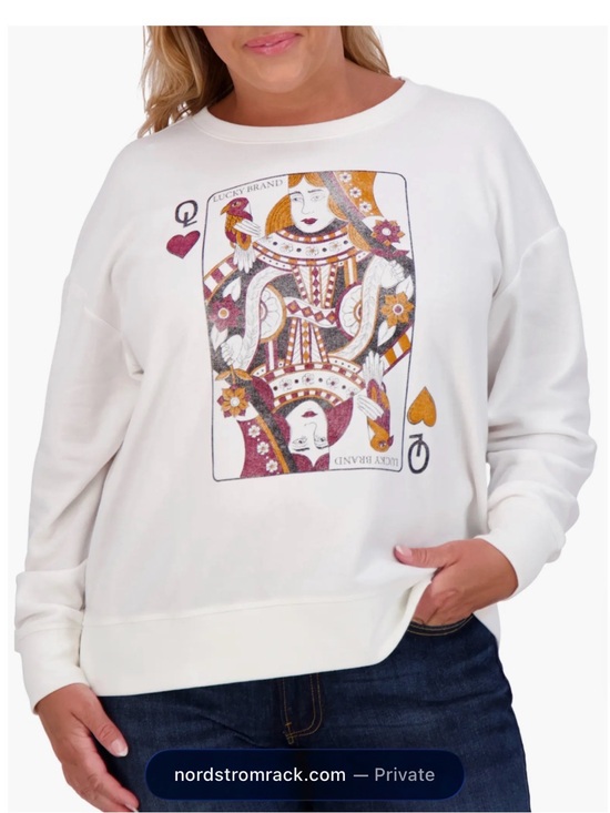 Lucky Brand Tops - Lucky Brand Queen of Hearts crewneck sweatshirt Like New